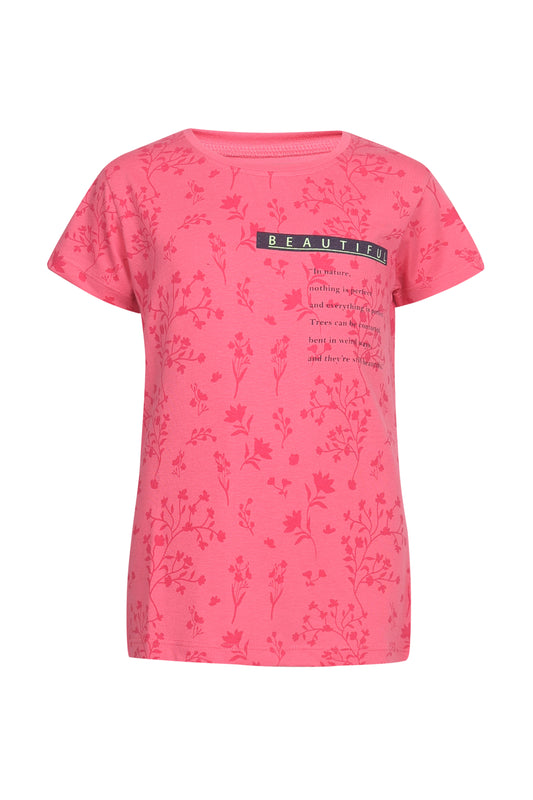 Pampolina Girls Allover Floral Printed Top- Pink