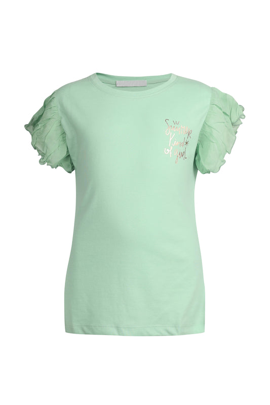 Pampolina Girls Solid Round Neck Top-L.Green