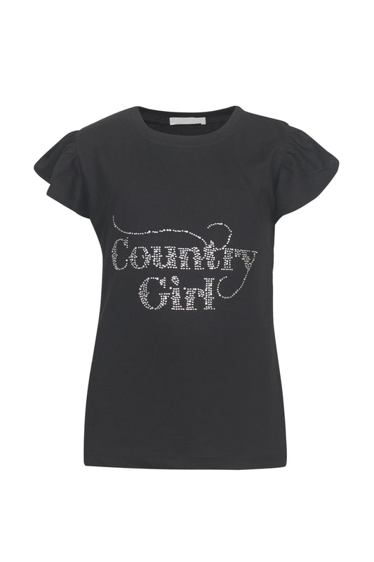 Pampolina Girls Country Girls Sequin Printed Top-Black