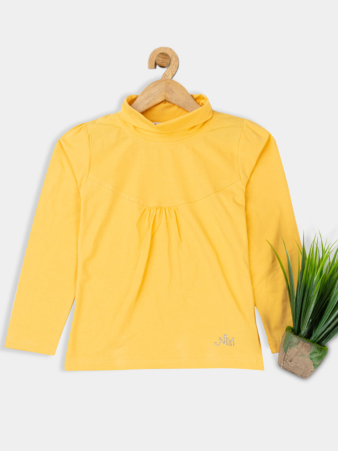 Pampolina Gils Solid High Neck Top- Yellow