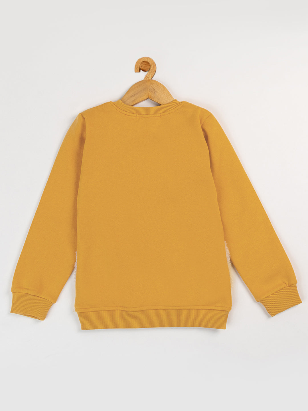 Pampolina Girls Printed Round Neck Sweatshirt-Mustard