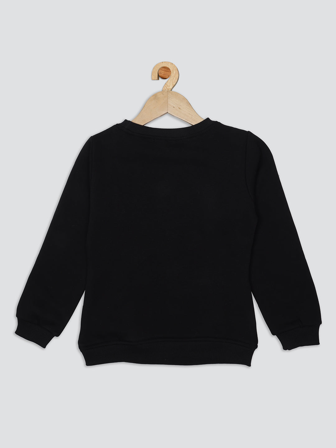 Pampolina Girls Printed Round Neck Sweatshirt-Black