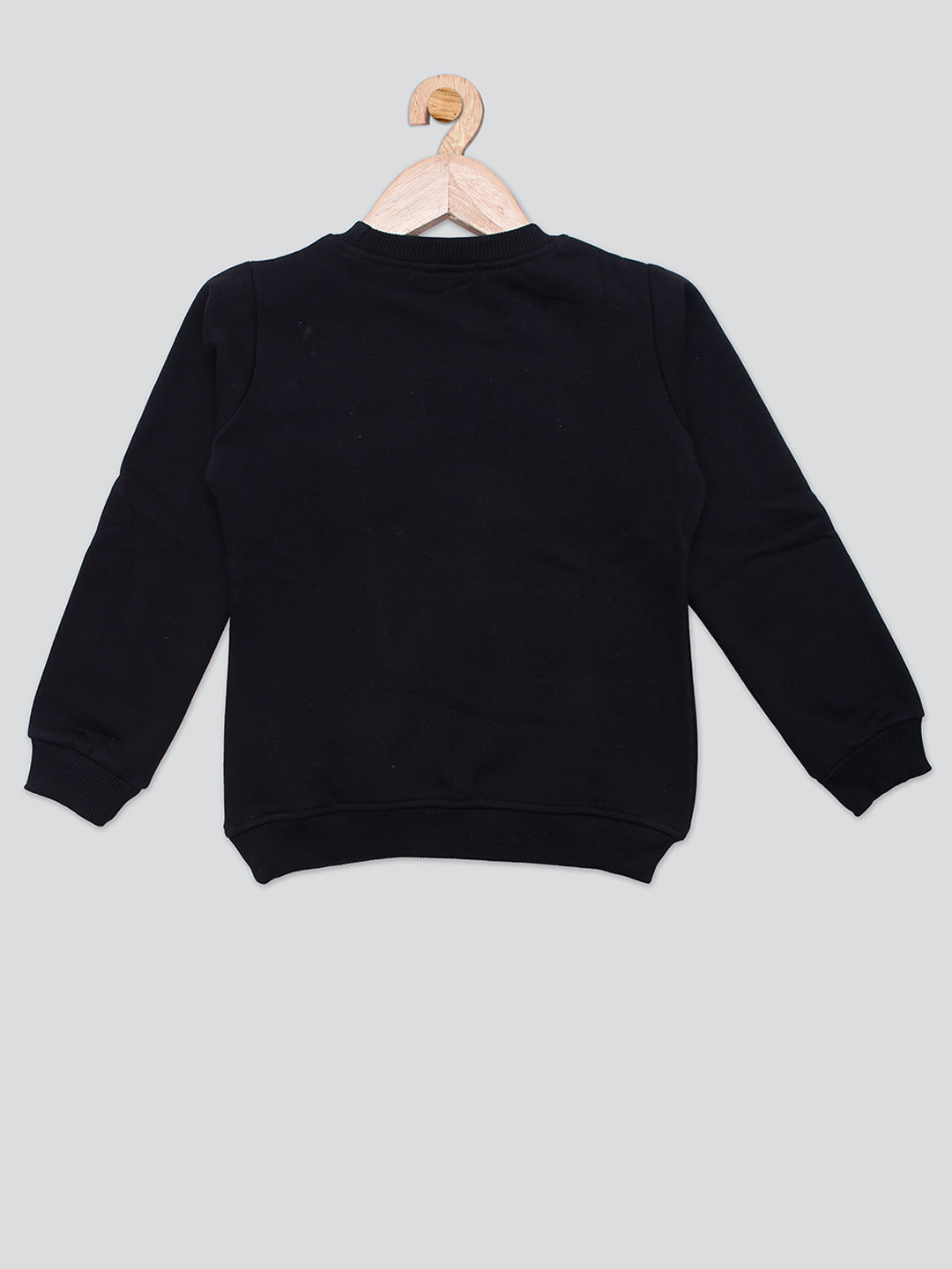 Pampolina Girls Printed Round Neck Sweatshirt- Black