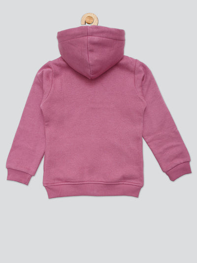 Pampolina Girls Sequined Printed Hoddie Sweatshirt - O.Pink