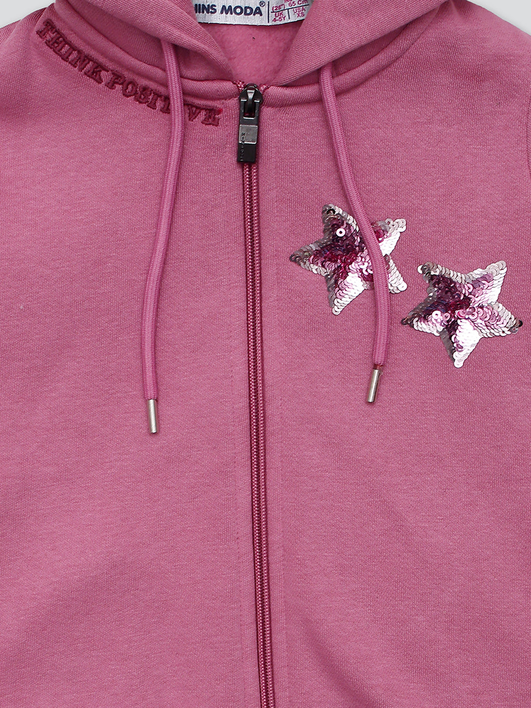 Pampolina Girls Sequined Printed Hoddie Sweatshirt - O.Pink