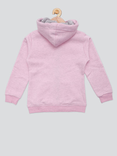 Pampolina Girls Printed Hoddie Sweatshirt - Pink