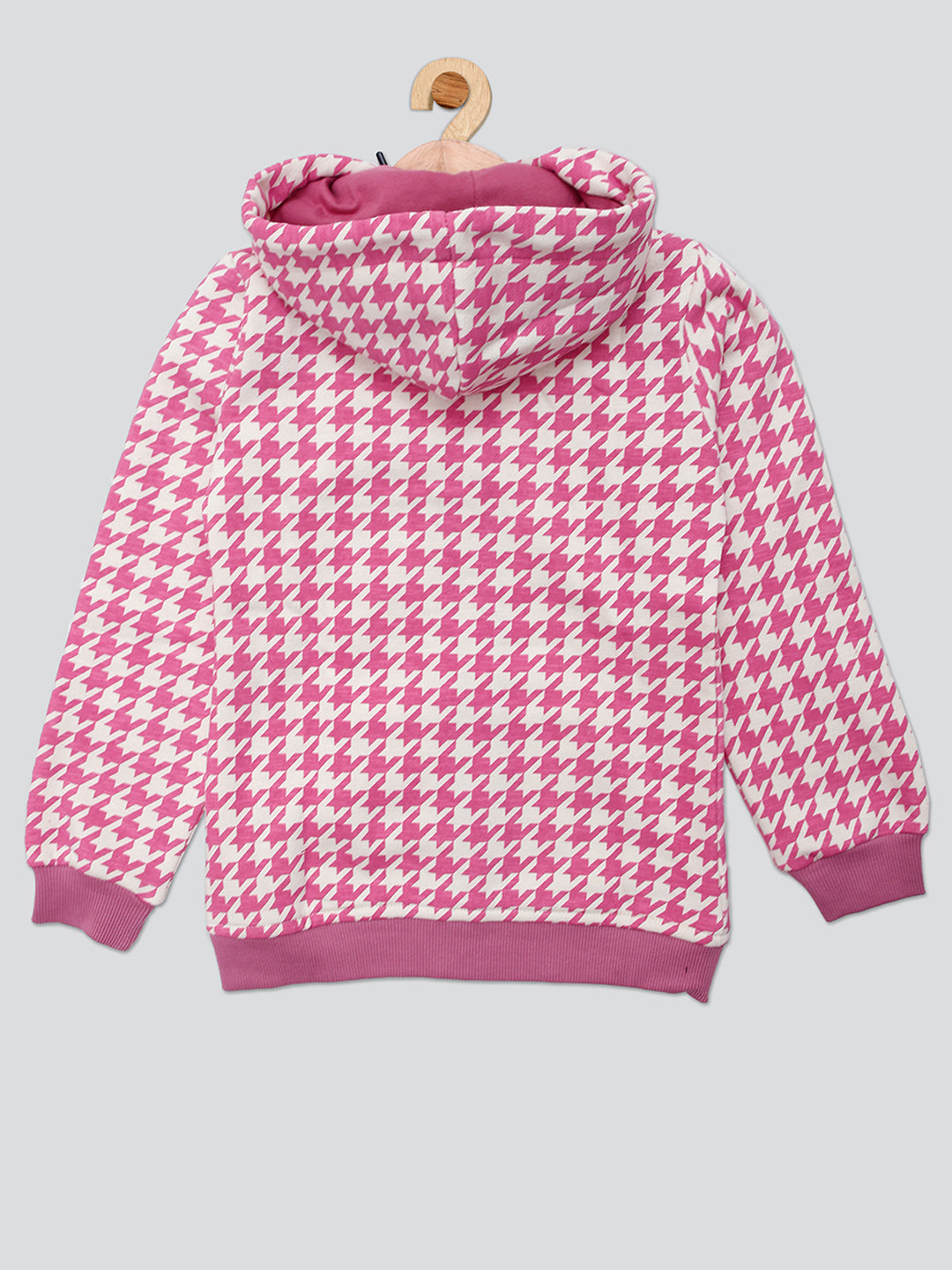 Pampolina Girls Allover Printed Hoddie Sweatshirt - O.Pink
