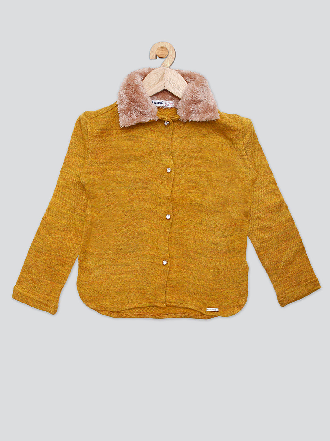 Pampolina Girls Wollen Top With Collar-Mustard