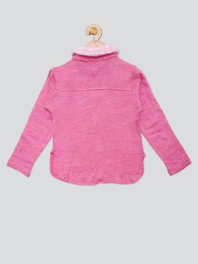 Pampolina Girls Wollen Top With Collar-Pink