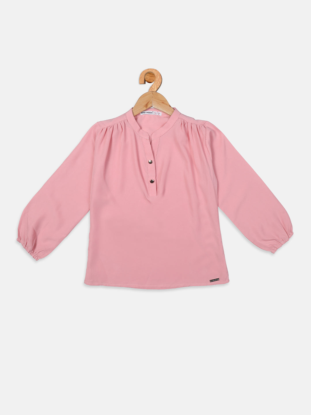 Pampolina Girls Solid Textile Top- Peach