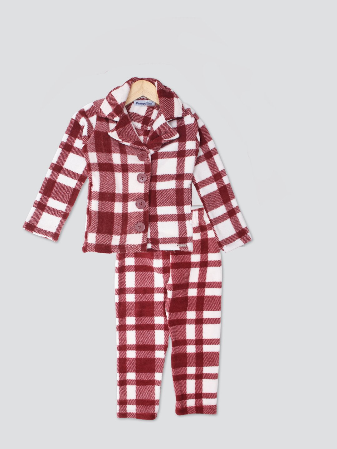 Pampolina  Girls Checked Tracksuit- Mahroon