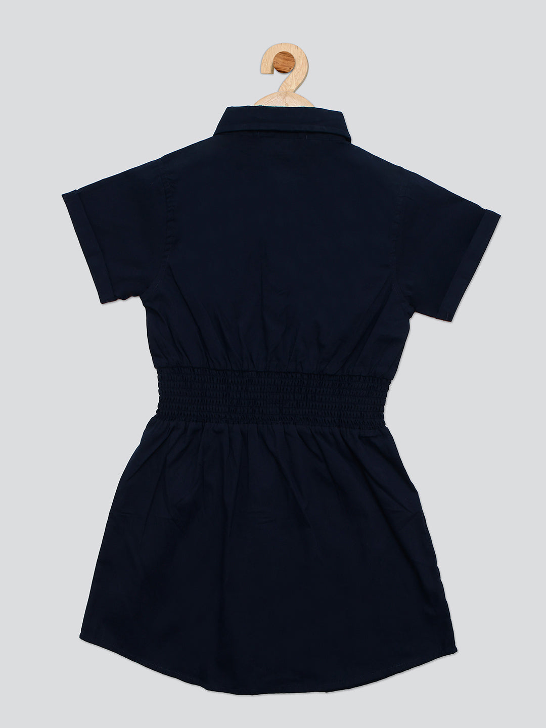 Pampolina Girls Solid  Dress- Navy