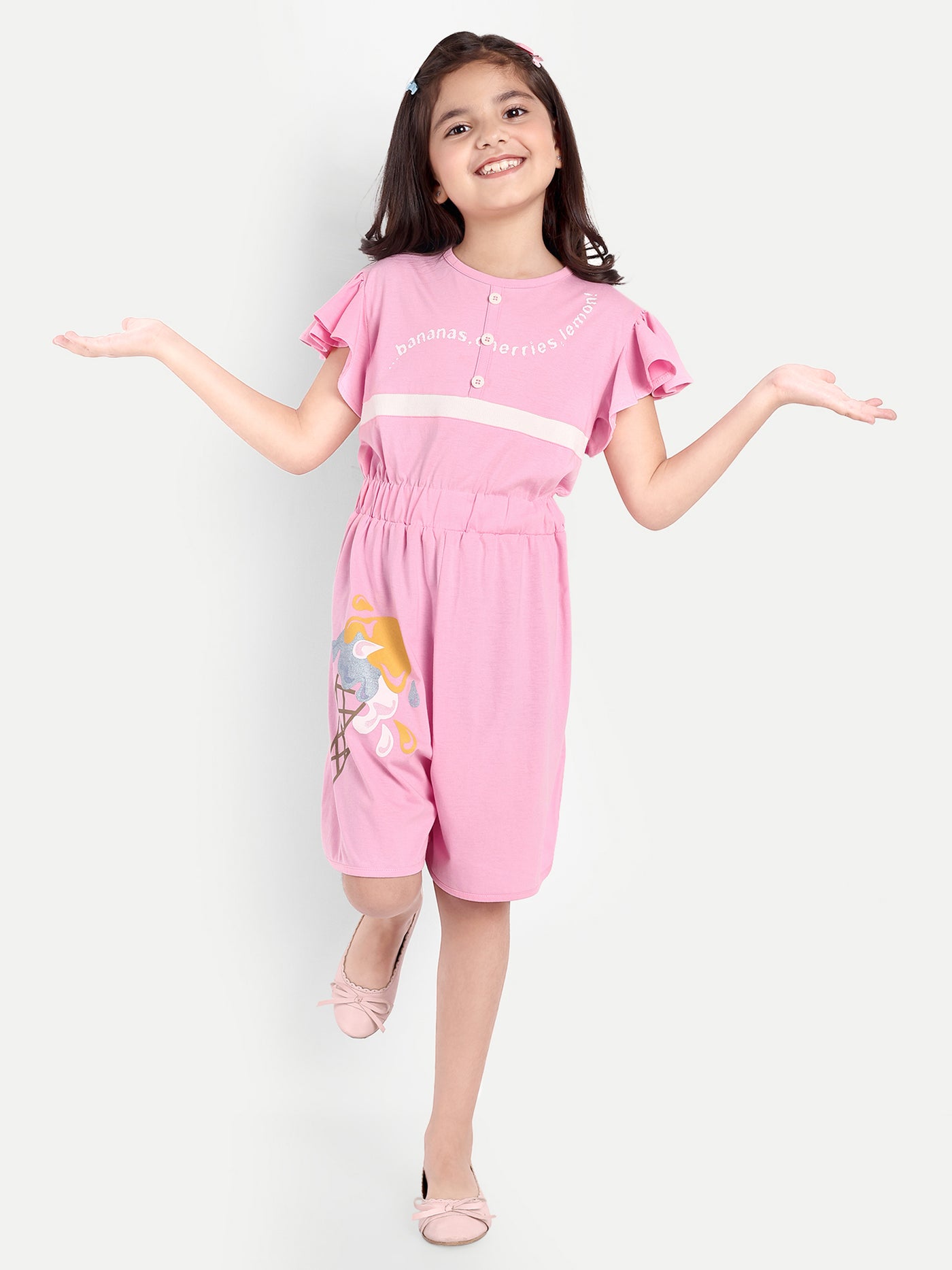 PAMPOLINA GIRLS COLOR BLOCKED JUMPSUIT- BABY PINK