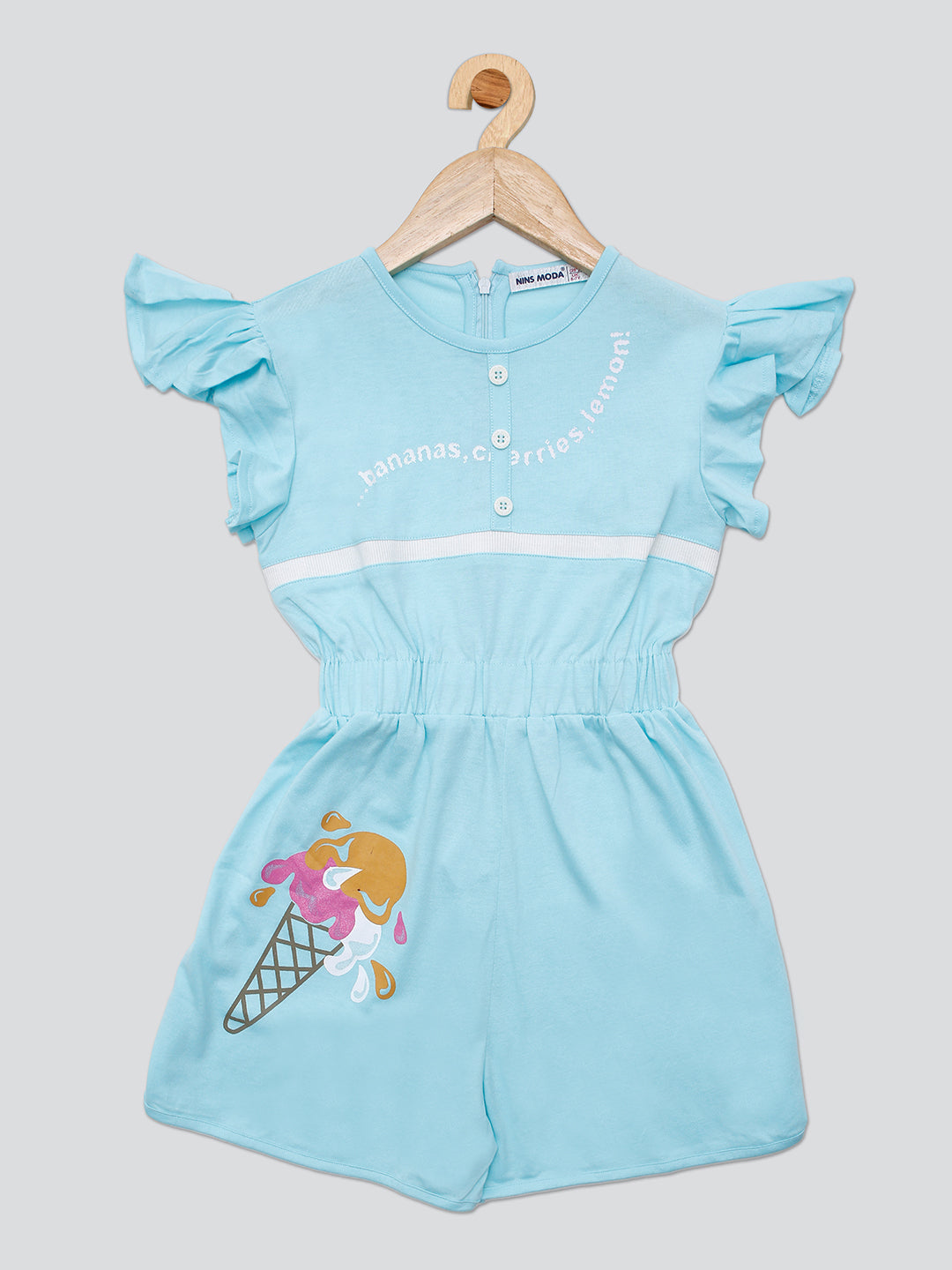 Pampolina Girls Color Blocked Jumpsuit Dress- Turquise
