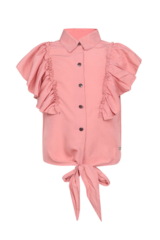 Pampolina Girls Solid Textile Top- Peach