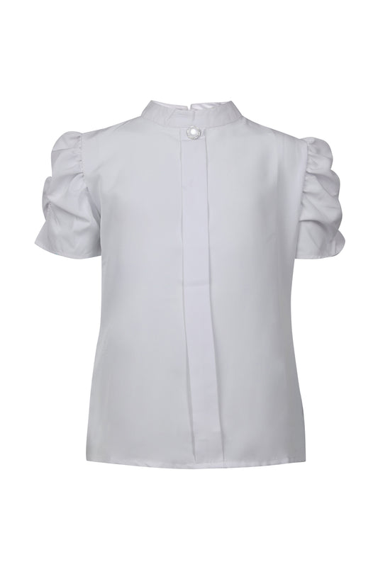 Pampolina Girls Solid Textile Top- White