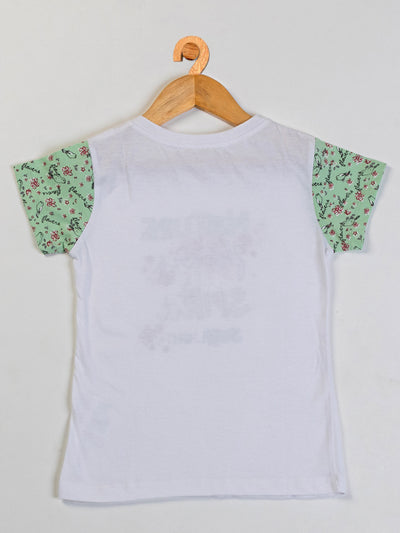 Pampolina Girls Floral Printed Co-Ord Sets-C.Green