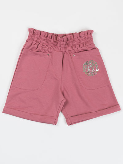 Pampolina Girls Solid Shorts-OnionPink
