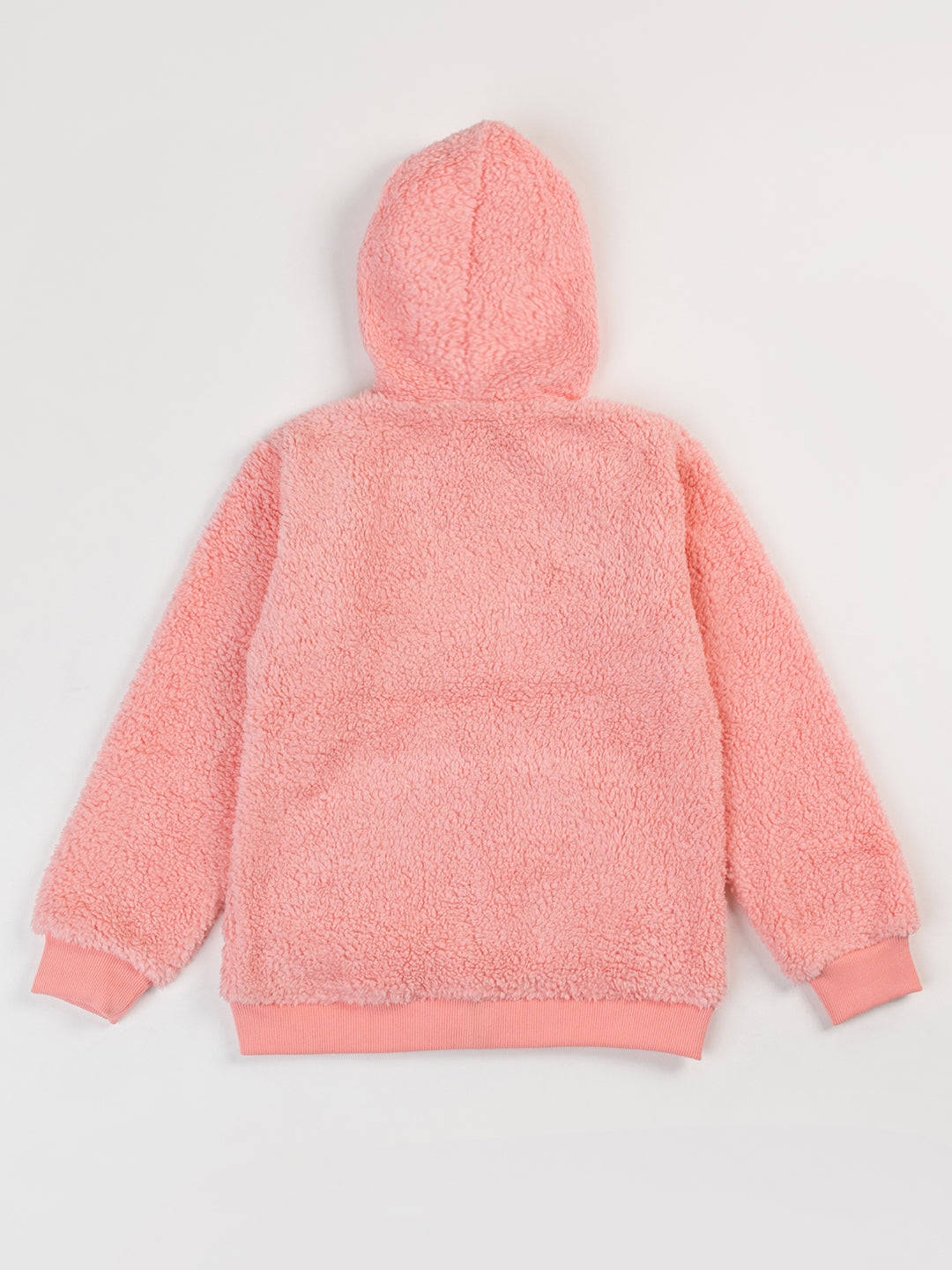 Pampolina Girls Solid Sweatshirt With Hoddie- Peach