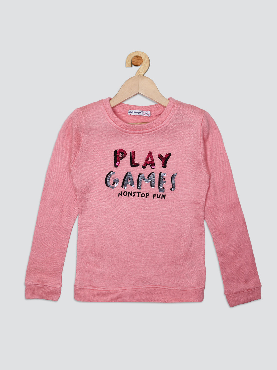 Pampolina Girls Printed Woolen Top-Peach