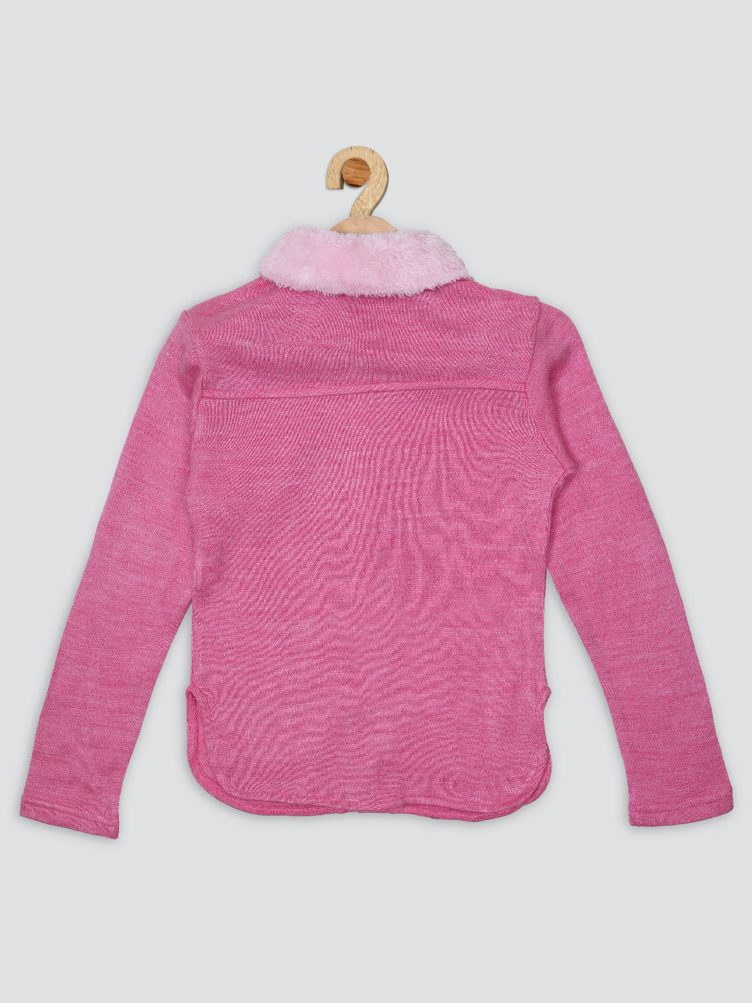Pampolina Girls Collar Solid Walloon Top-Pink