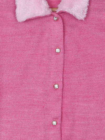 Pampolina Girls Collar Solid Walloon Top-Pink