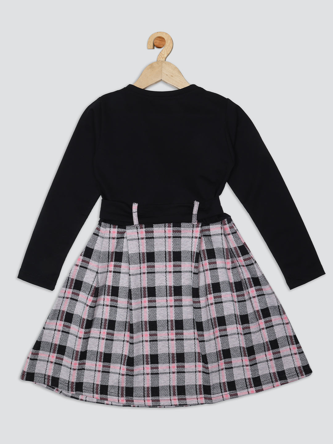 Pampolina Girls Printed Dress With Belt-Black