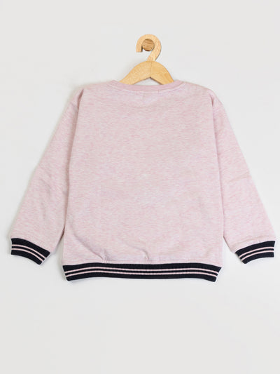 Pampolina Girls Printed Full Sleeve Sweatshirt-Pink