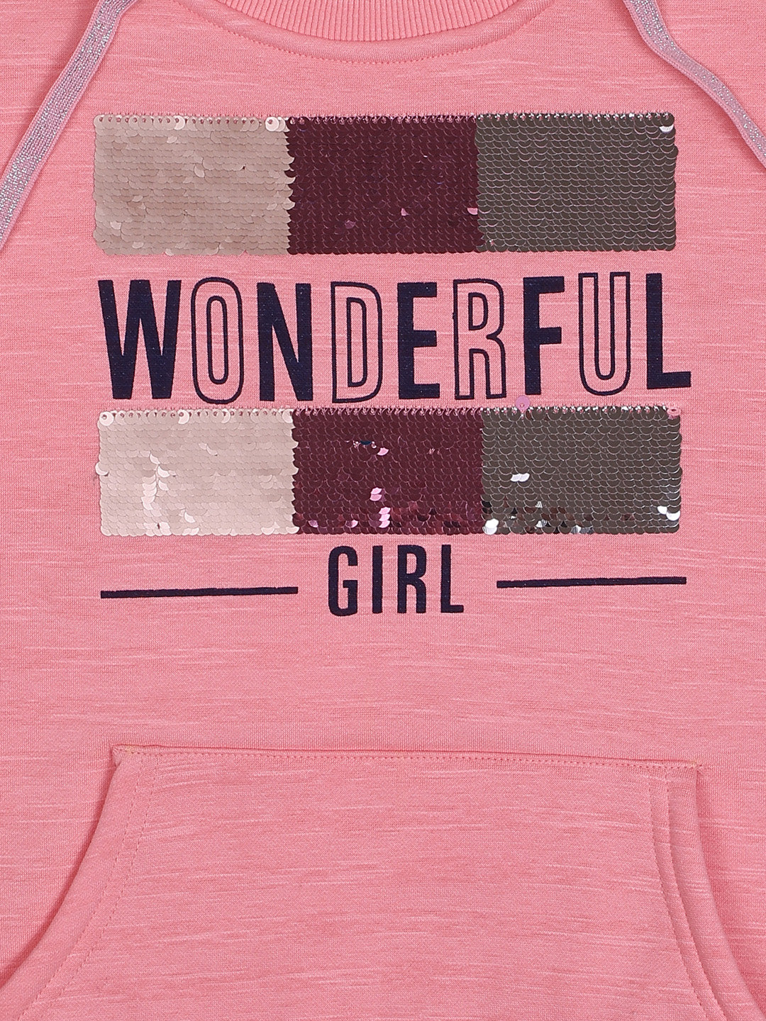 ZIAMA GIRLS PRINTED FULL SELEVE WITH HODDIE SWEATSHIRT-PINK