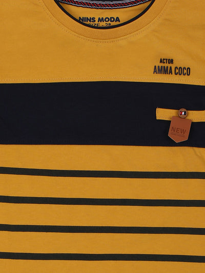 Nins Moda Boys Printed T-Shirt-Mustard