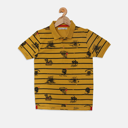 Nins Moda Boys Collar T-shirt-Mustard