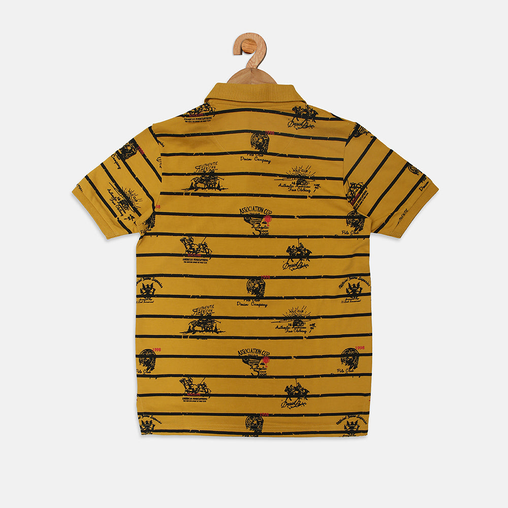 Nins Moda Boys Collar T-shirt-Mustard