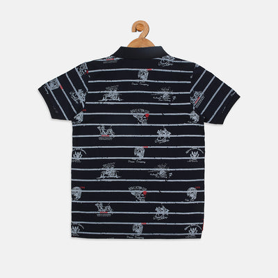 Nins Moda Boys Collar T-shirt-Navy
