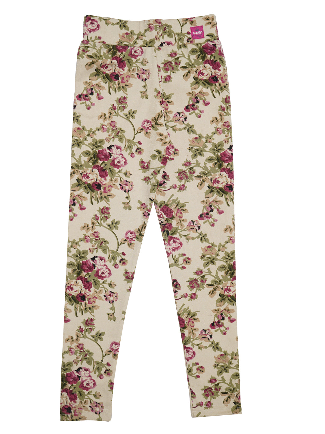 Pampolina Girls Floral Printed Legging - Fawn