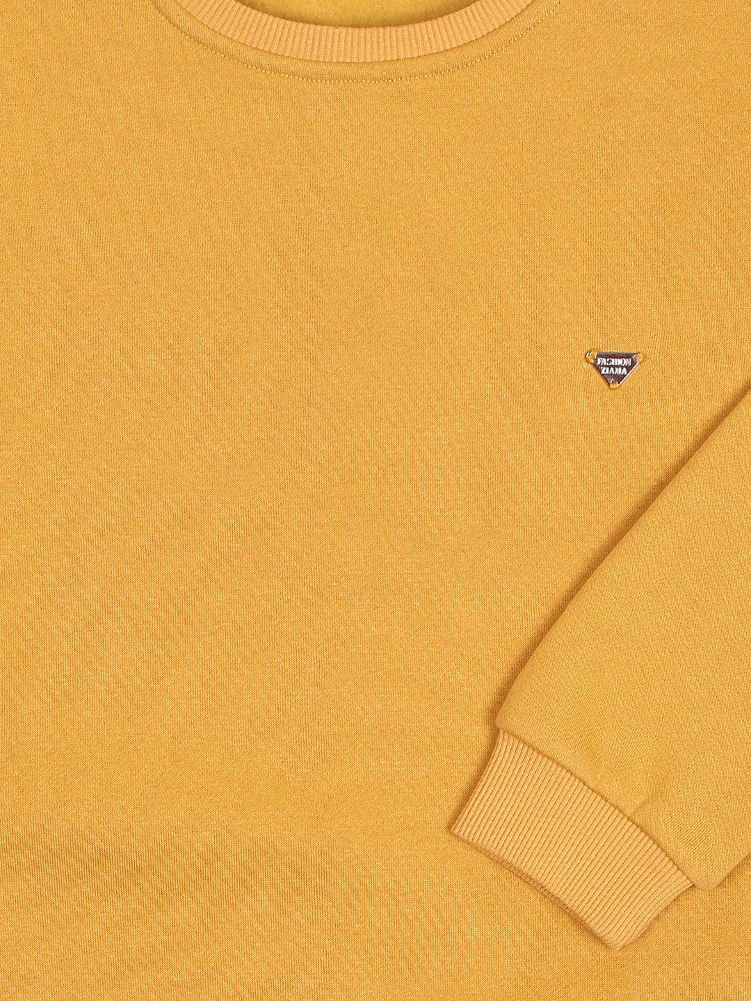 Ziama Girls Solid Sweatshirt-Mustard