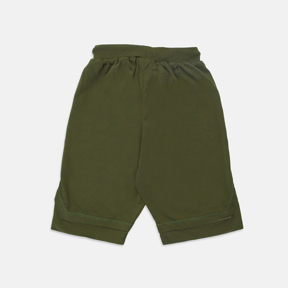 Nins Moda Boys Solid Shorts- Olive