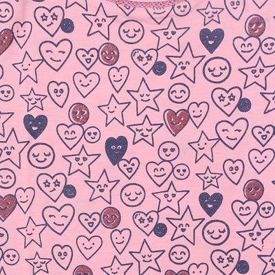 Nins Moda Girls Heart Printed Seleve less Top- Pink