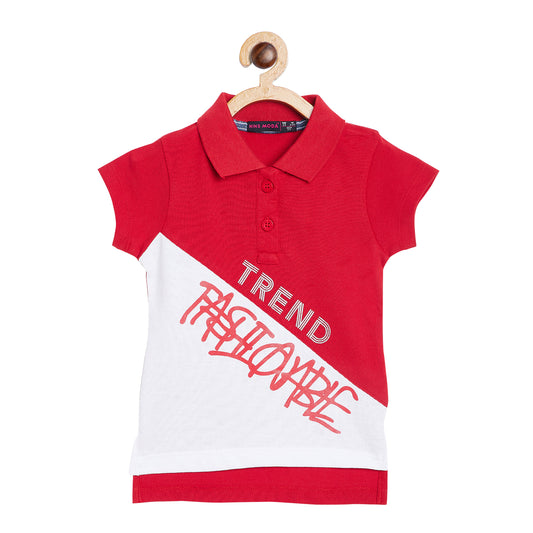 Nins Moda Trend Print Short Sleeves Tee - Red