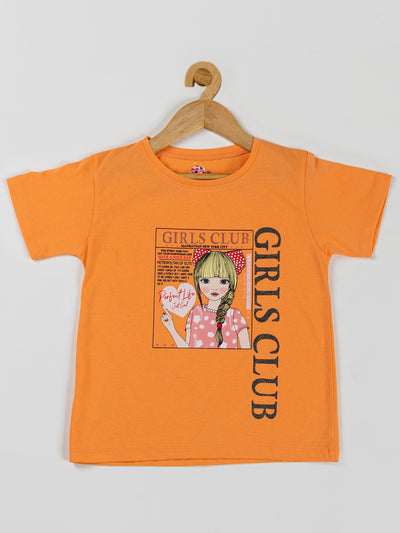 Pampolina  Girls Printed Top- Orange