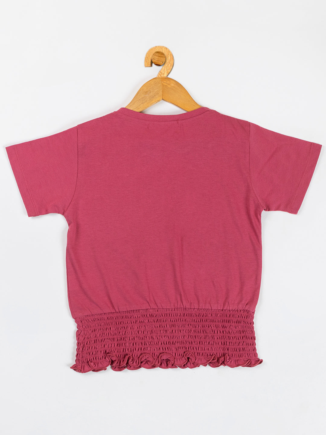 Pampolina  Girls Solid Crop Top With Waist Elastie-O.pink