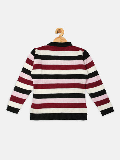 Nins Moda Girls Striped Wollen Top-Striper1