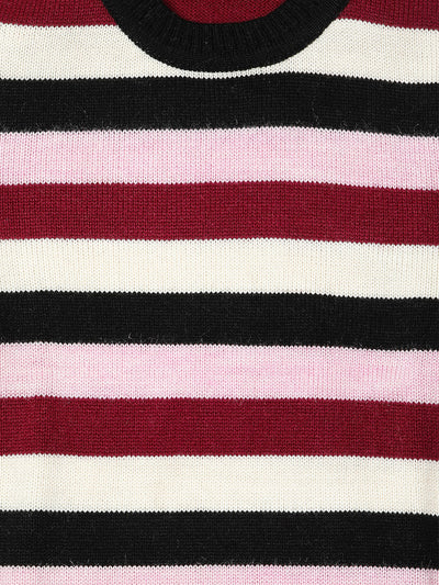 Nins Moda Girls Striped Wollen Top-Striper1