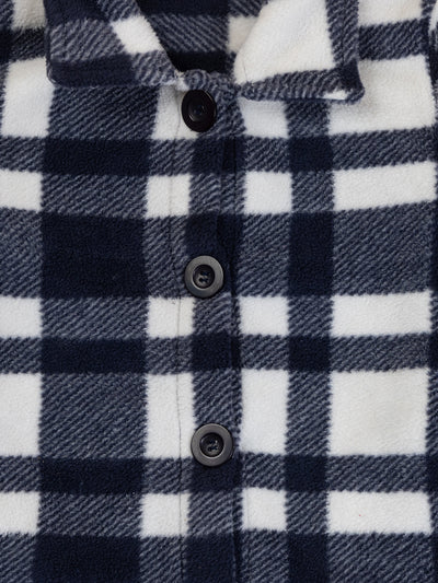 Girls Checked Button Top Co-ord Set - Navy