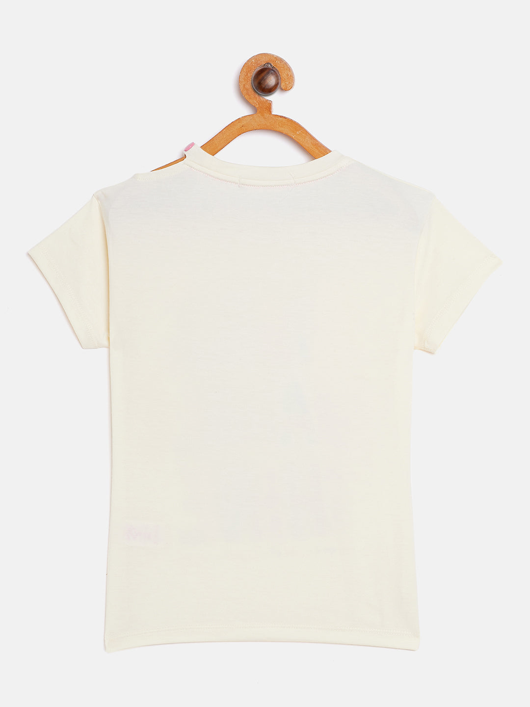 Pampolina Girls Printed Top With Cold Shoulder-Off Whtie