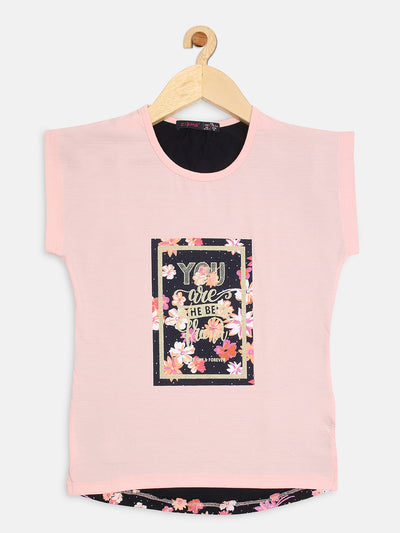 Pampolina Girls Floral Printed Sleeveless Top-Pink