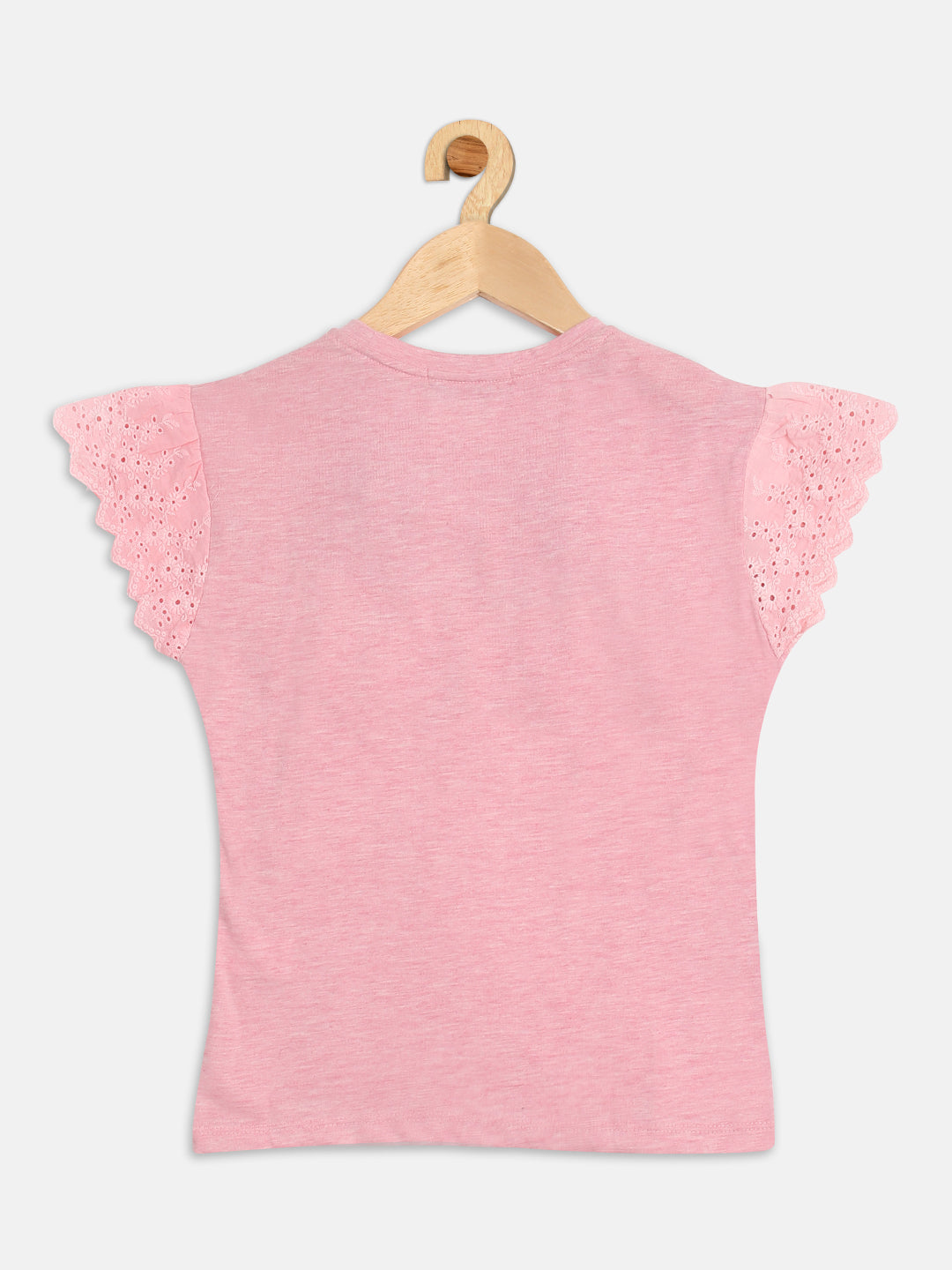 Pampolina Girls Floral Printed Top With Puffed Sleeve -Pink