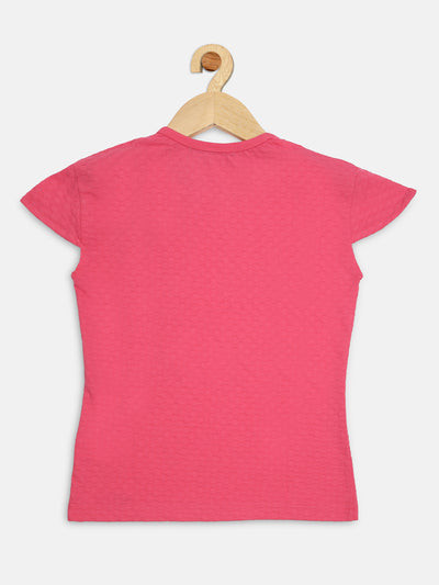 Pampolina Girls Solid Top With Puffed Sleeve -Pink