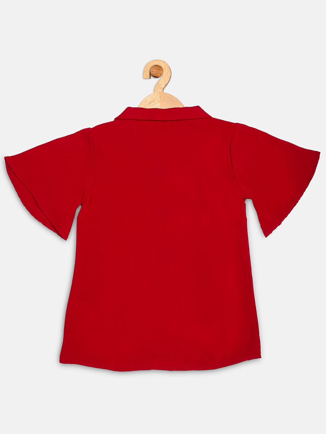 Pampolina  Girls Solid Half Sleeve Textile  Top-Red
