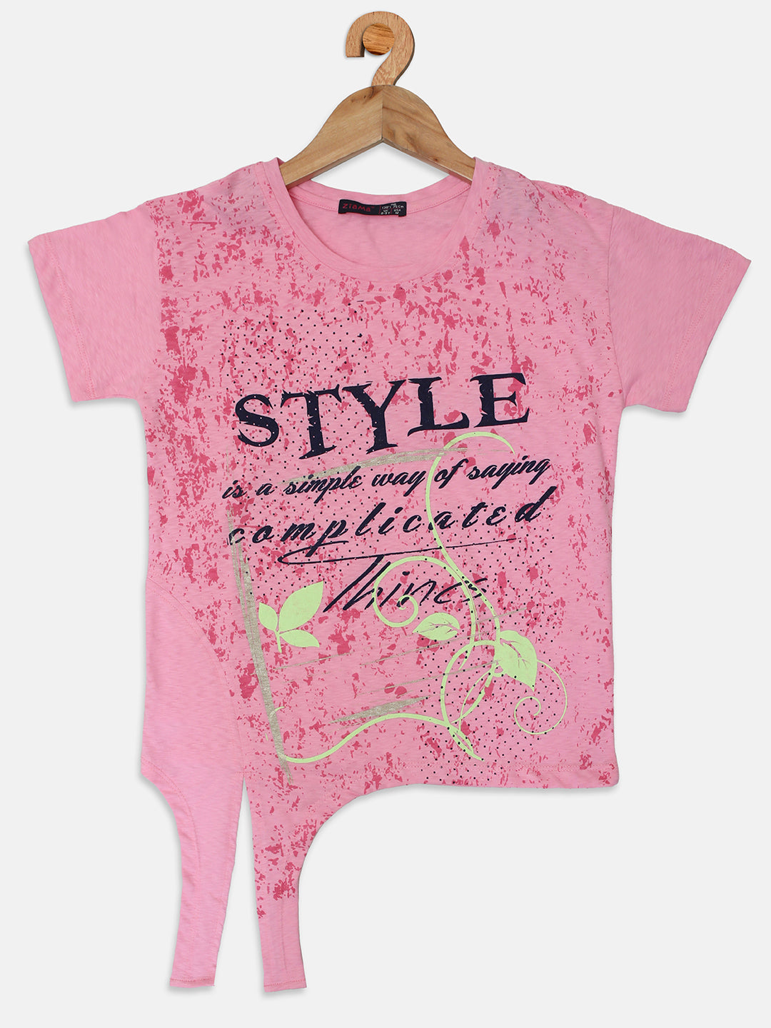 Ziama Girls Stylish All over Printed Top- Pink