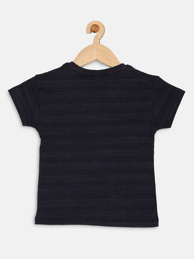Pampolina Girls Half Sleeve Printed Top-Navy